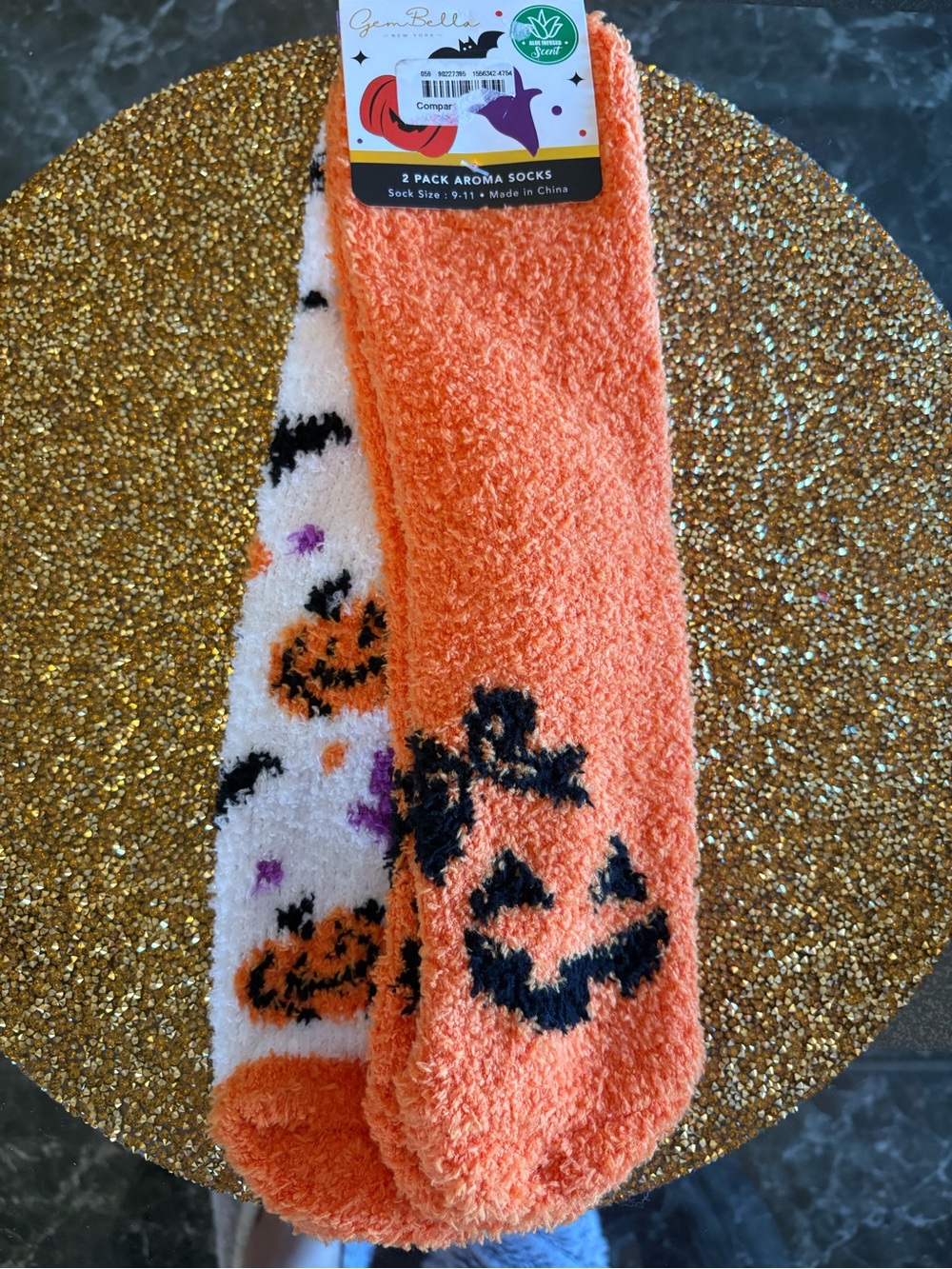 Women's NWT Halloween Fuzzy Socks - Orange & White, 2-Pack